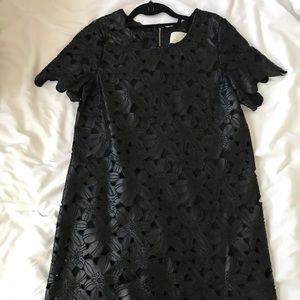 JOA black laser cut mini dress